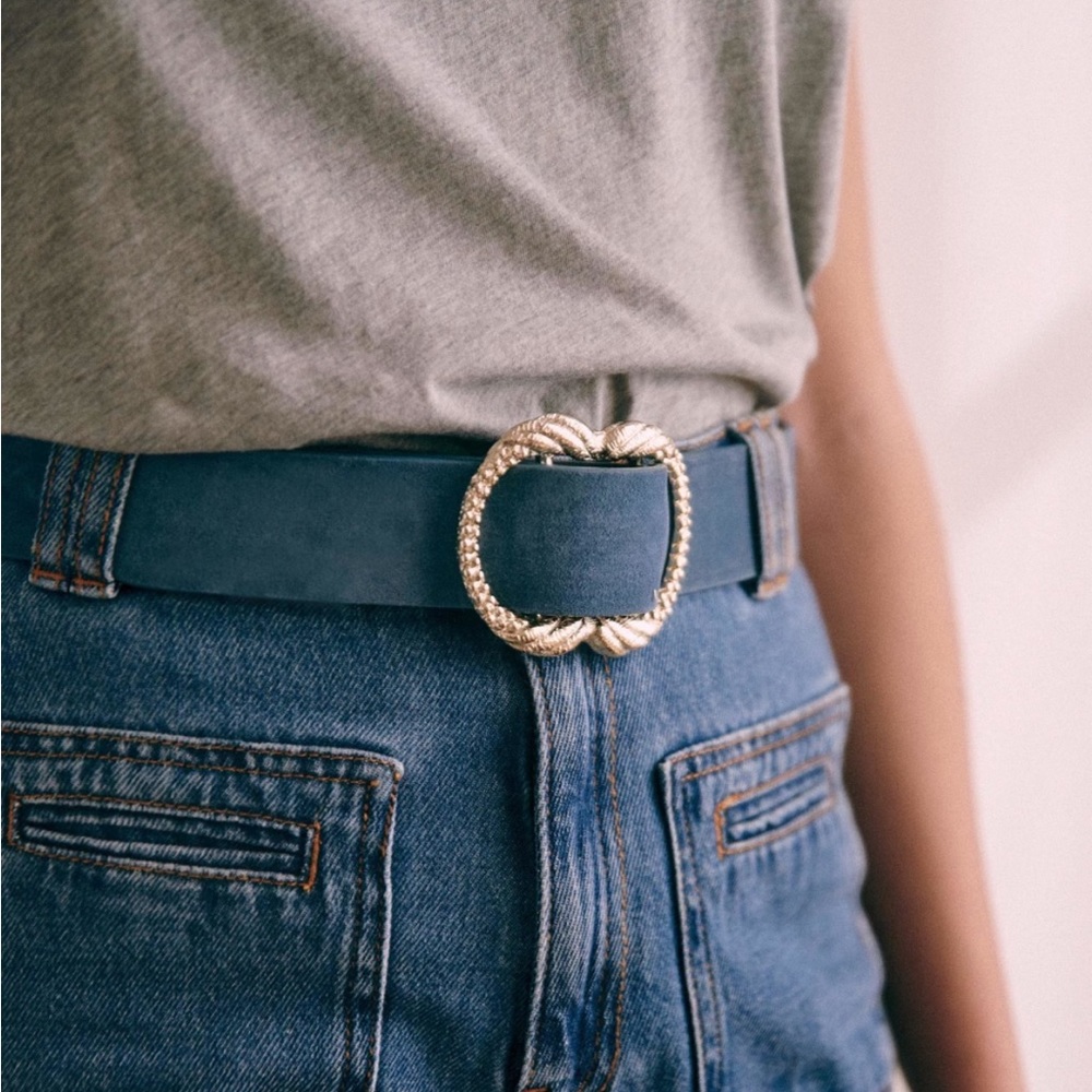 NWOT! Sézane Artemis Belt (Blue Denim Suede)